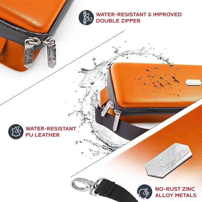 Quiver Time Orange Bolt Card Carrying Case fits Pokemon Cards and other TCG Games - Storage Bag for Playing/Trading Cards and Deck Box (Straps, Dividers & 100 Apollo Card Sleeves)
