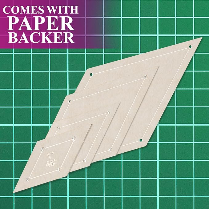 Quilting Acrylic Template Set | Precision Tools for Quilting Enthusiasts | Diamond Design | Includes Sizes 4", 3", 2", 1" | 1/8 Clear Acrylic | 1/4" Seam Allowance for Accuracy