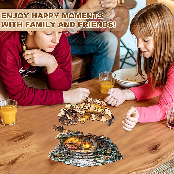 Wooden Puzzles for Adults, Mushroom House Puzzles, Wood Adult Puzzle, Birthday Gifts for Puzzle Lover (L-13.1 * 13.4 in 290pcs)