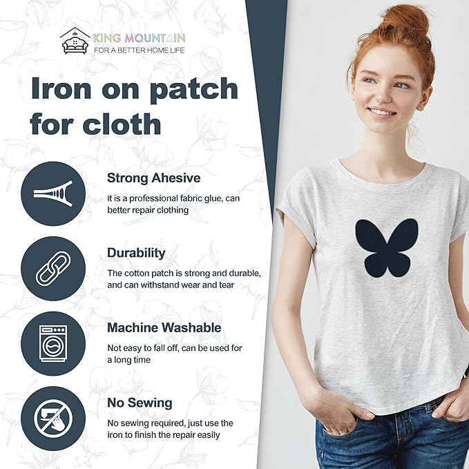 Iron on Patches for Clothes, 20 Pieces Patches for Cloth, 100% Cotton Fabric Patches for Clothing, Bag, Hat Repair, Clothing Repair Decorating Kit 3.7" by 4.9" (9.5 cm x 12.5 cm, Dark Colors Series)