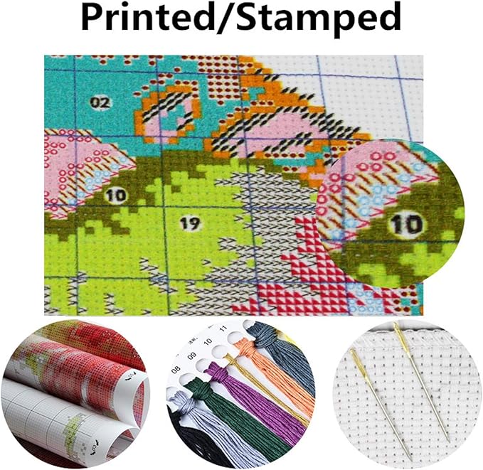 Dimensean Stamped Cross Stitch Kits Full Range of Embroidery Patterns Starter Kits for Beginners Adult or Kids DIY Cross Stitches Needlepoint Kits 11CT-Night View of The Cabin 18x18 inch