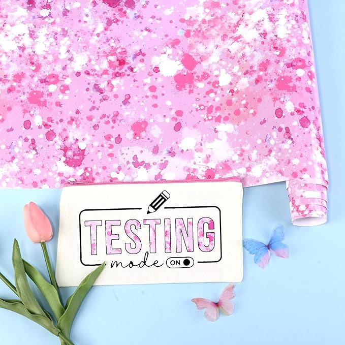 Tintnut Splash Heat Transfer Vinyl Roll - 12 Inch x 5ft Pink and White Watercolor Ink Patterned HTV Splatter Iron On Vinyl DIY T-Shirts Hats Clothes Canvas Bags for Cricut or Silhouette Cameo