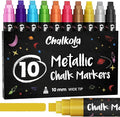 10mm Metallic Chalk Markers (10 Pack) Liquid Chalk Pens - For Blackboards, Chalkboard, Bistro Menu, Window - Wet Wipe Erasable Car Window Markers - 10mm 3-in-1 Wide Nib