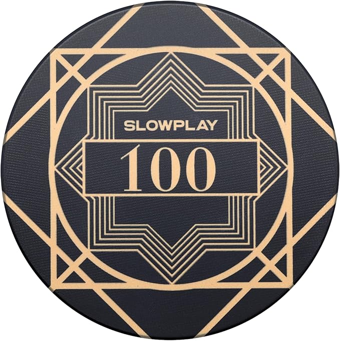 SLOWPLAY Nash Ceramic Poker Chips in Bulk, Casino Grade Ceramic 10-Gram Poker Chip for Texas Hold'em, 39mm Professional Chips Pack of 50 with Denomination of 100