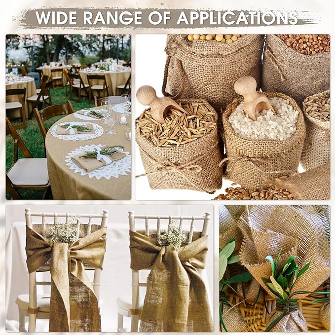 Burlap Fabric - Garden Burlap Fabric Roll Natural Jute Outdoor Fabric Burlap Weed Barrier Trees Trunk Wrap for Crafts Farmhouse Gardening Table Decor for Crafts (19.7" x 20 Feet)