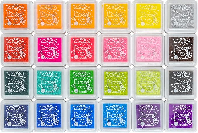 Ink Pad, 24 Colors Finger Washable Craft Ink Pad for Kids Stamp, 1.18X1.18''