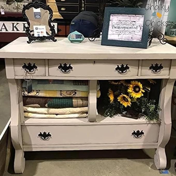 Chalky Chicks All-in-One Chalk Paint for Furniture or Cabinet - 16 Fl Oz - Matte Finish Wolf Gray (Gray/Beige) for Metal, Wood Furniture Paint - No Sanding All-in-One for Home Decor & Crafts, USA Made