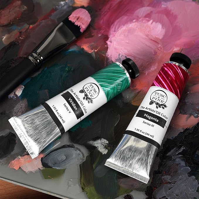 Tusc & Pine Artist Oil Paint - Mars Black, 40 ml, Non-Yellowing, Rich & Creamy Consistency, Maximum Pigment Load, Small Batch Milled Oil Paints Made in the USA for Professional Artists