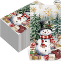 100 Pcs Christmas Guest Napkins 2 Ply Snowman Disposable Paper Napkins for Decoupage Snowflake Elk Xmas Tree Decorative Winter Christmas Cocktail Guest Hand Towel for Party Table Dinner Bathroom