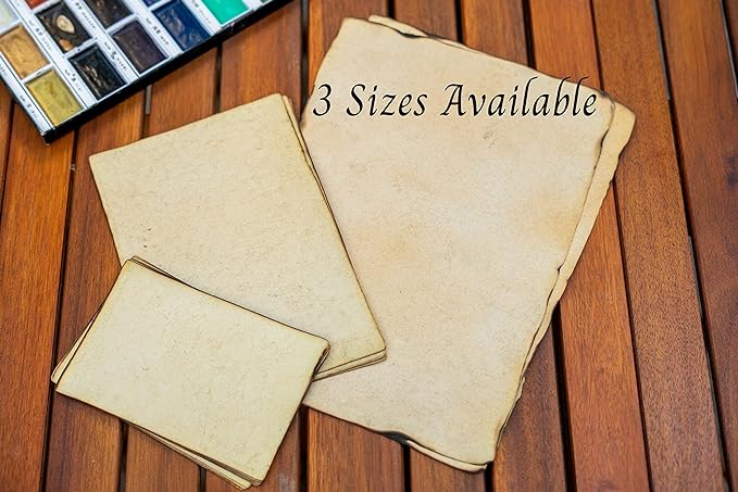 Wanderings Handmade Antique Blank Paper with Slightly Burned Edge, A4 Size, Package of 50 - Recycled Watercolor Mixed Media Loose Leaf Paper for Writers Invitations Crafts Thick 150 GSM - 8.25x11.7