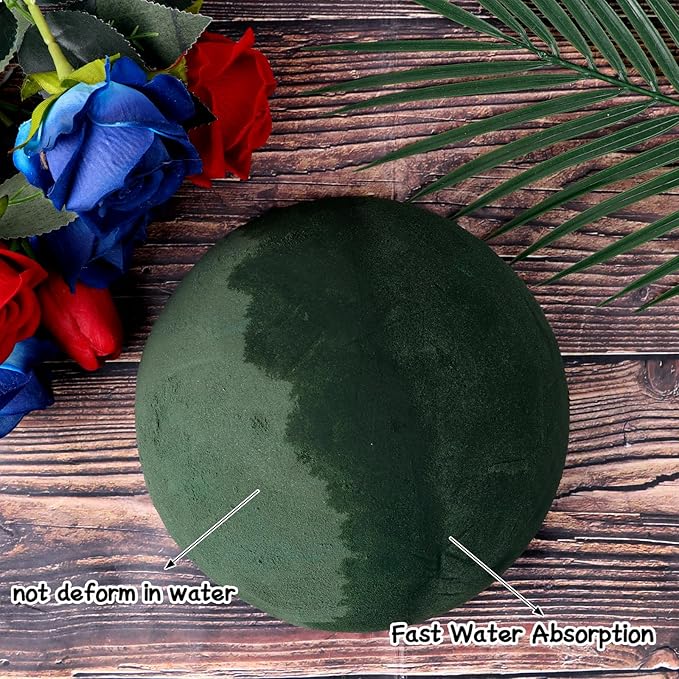 LOKIPA Floral Foam Round, 4 Pack Floral Dry Foam Half Ball Round Flower Foam for Artificial Plant Floral Arrangement and Wedding and Garden Decorations(7.48x3.74inch)
