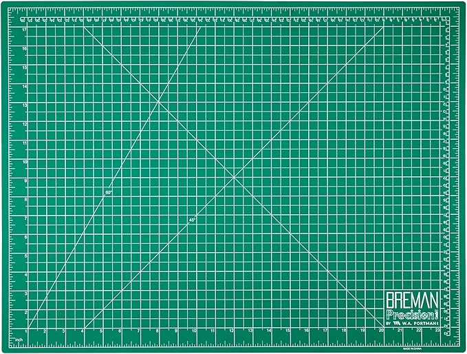 Breman Precision 18x24 Inch Self Healing Cutting Mat - 2-Sided 5-Ply PVC Green/Black Cutting Mats for Crafts, Sewing, Quilting and DIY Projects - Durable and Non-Slip Design with Precise Grid Lines
