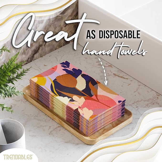 Trendables Floral Napkins for decoupage 100 Pcs 3 Ply floral paper napkins decorative Guest Towels Disposable Bathroom, Flower Design For Tea Party Decorations, Dinners & Weddings