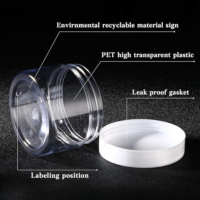 SATINIOR 36 Pieces 1 oz Plastic Jars with Lids Wide Mouth Airtight Reusable Container Acrylic Cosmetic Small Jars for Lotions Ointments Travel Toiletries Creams Make up Storage(White)
