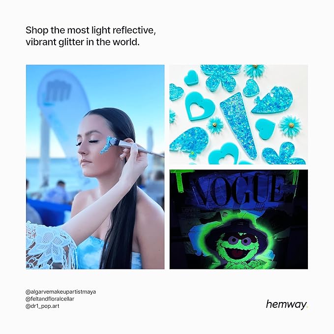 Hemway Glitter for Resin 100g Turquoise Blue Metallic Crystals for Epoxy Craft Super Chunky Flakes Tumblers Wax Melt