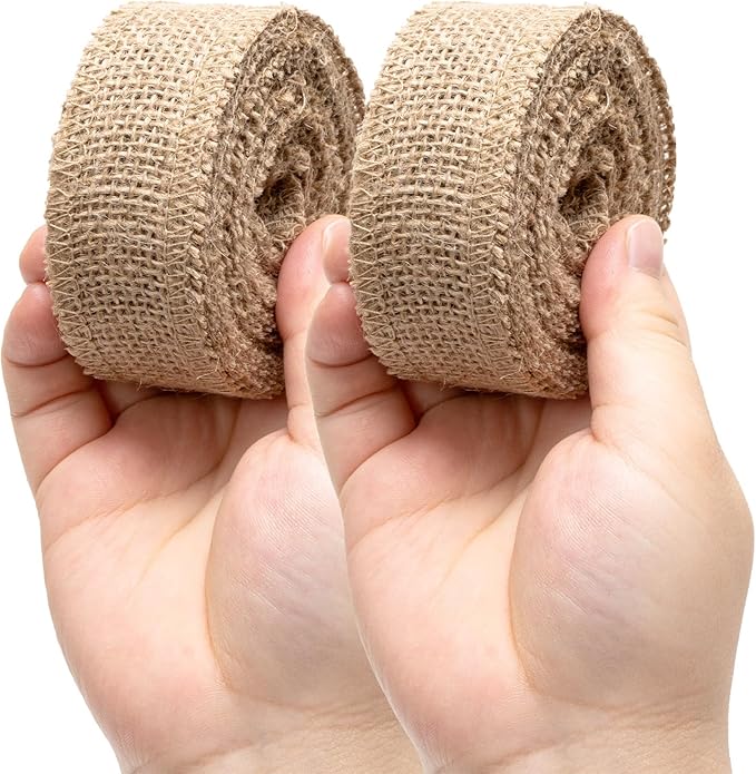 Burlap Fabric Roll - 10 Yards Natural Jute Fabric Ribbon for DIY Gift Wrapping, Craft Projects, Wedding, Christmas Home Decoration (2.5cm, 1 Inch)