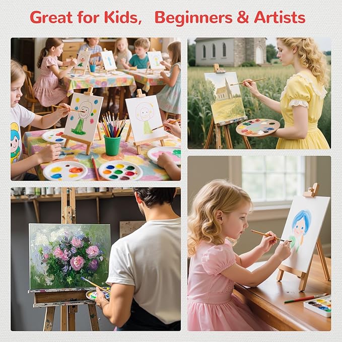 Canvas Boards for Painting 20 Pack, 4 of Each 4x4, 5x7, 8x10, 9x12,11x14 Primed White Art Canvas Panels for Acrylic, Oil Paint, Watercolor