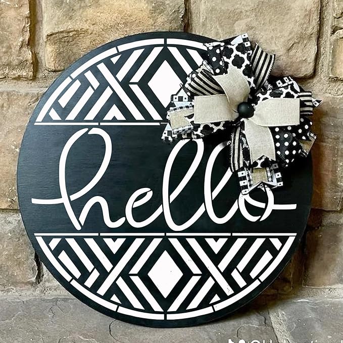 9 Pcs Welcome Stencils for Painting on Wood Reusable Round Home Sweet Home Stencil Large Hello Fall Templates for Door Hanger Canvas DIY Crafts (9 Welcome)