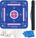 Mahjong Mat with Rules for Table with 6 Mahjong Playing Instructions,4 Mahjong Tile Mixer,4 Dice & Carrying Bag,Non-Slip and Silent Travel Mahjong Set for Mahjong/Poker/Board Games/Card Games/Dominoes