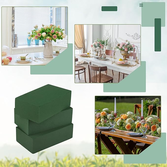 24 Packs Floral Foam Blocks Wet & Dry Floral Foam Bricks 5.5x3.1x1.8 Inch Flower Arranging Kit for Fresh and Artificial Flowers Florist Foam Blocks for Wedding Home Decor
