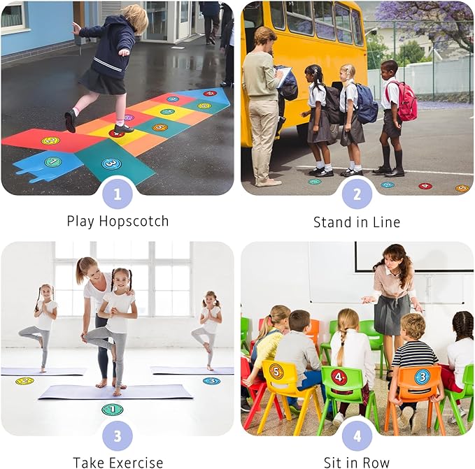 40PCS Line Up Spots for Classroom Floor, 4” Floor Numbers Stickers for Back to School Kindergarten Preschool Elementary Supplies