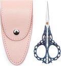 4.7 INCH Small Sewing Scissors,Embroidery Scissors With Cover,Sharp pointed tip,Travel Scissors In A Pouch,Mini Stainless Steel Crochet Scissors for Craft Art Work Color BLUE