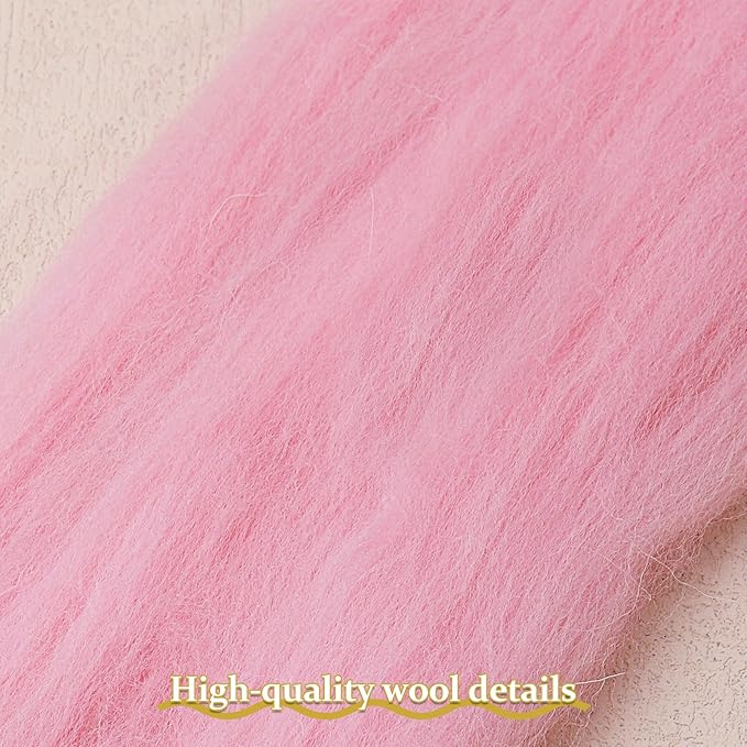 QMNNMA 14.1oz Wool Roving Yarn, Fiber Roving Wool Top, Wool Felting Supplies, Pure Wool, Chunky Yarn, Handmade Carded Core Wool for Wool Felting, Wet Felting DIY Hand Spinning