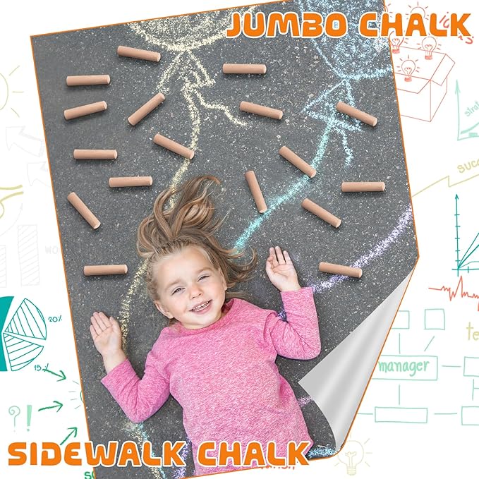 25 Pcs Sidewalk Chalks for Kids Non Toxic Jumbo Chalk for Party Gift Outdoor Art Classroom Play Painting (Orange)