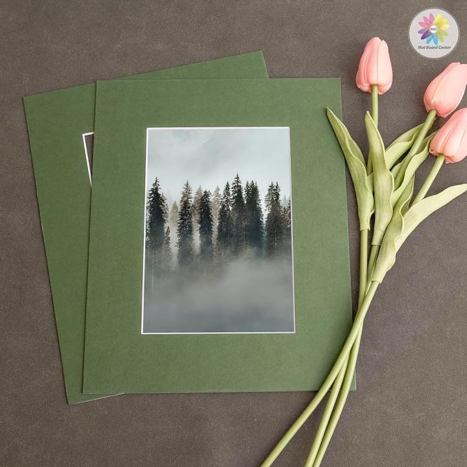 Mat Board Center, Pack of 10, 8x10 for 5x7 Rock Garden Color Mats - Bevel Cut, Acid Free, 4-ply Thickness, White Core - for Pictures, Photos, Framing