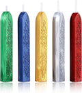 Yoption 5 Colors Sealing Wax Sticks, Vintage Totem Fire Manuscript Wax Seal Sticks with Wicks for Wax Seal Stamp (Gold+Silve+Red+Green+Blue)