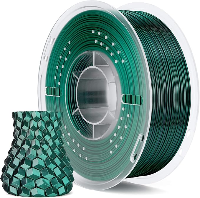 ELEGOO Silk PLA Filament 1.75mm Dual Color Black Green 1KG, Shiny 3D Printer Filament Dimensional Accuracy +/- 0.05mm, 1kg Spool(2.2lbs) Fits for Most FDM 3D Printers