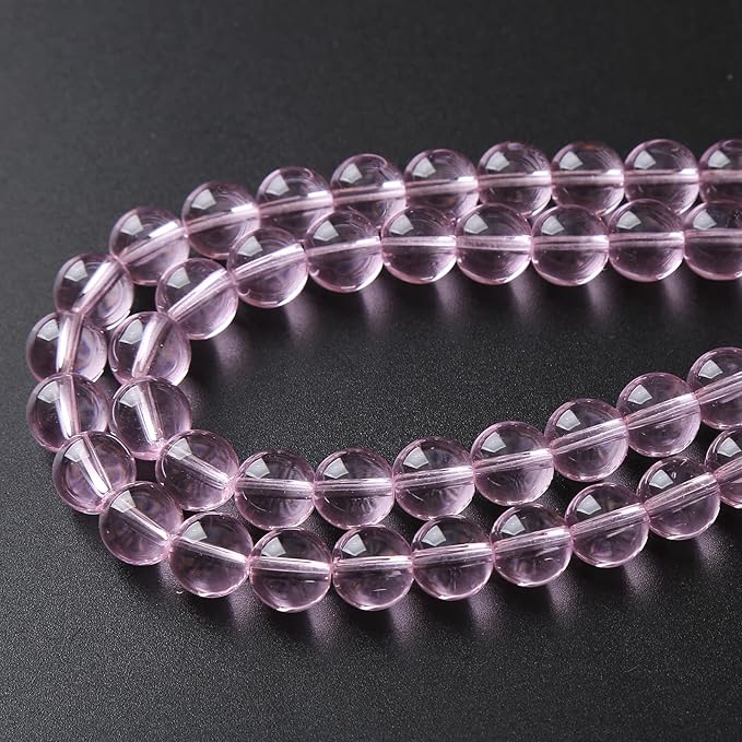 10mm 38pcs Smooth Rose Pink Glass Beads Quartz Crystal Round Loose Beads for Jewelry Making DIY Bracelet Necklace