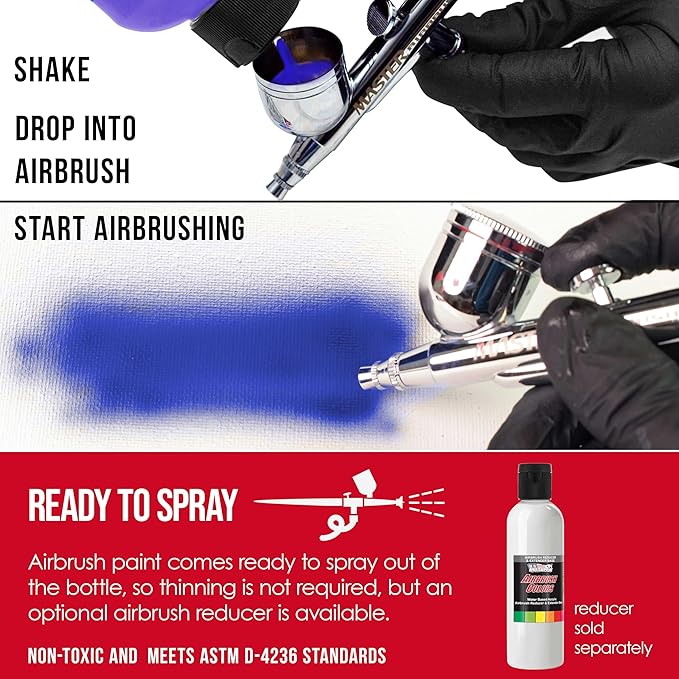 U.S. Art Supply Opaque Crimson Red Acrylic Special Effects Airbrush Paint - 8oz Ready to Spray Air Brush Paint for Nails, Models, Fabric - Water-Based Air Brush Painting