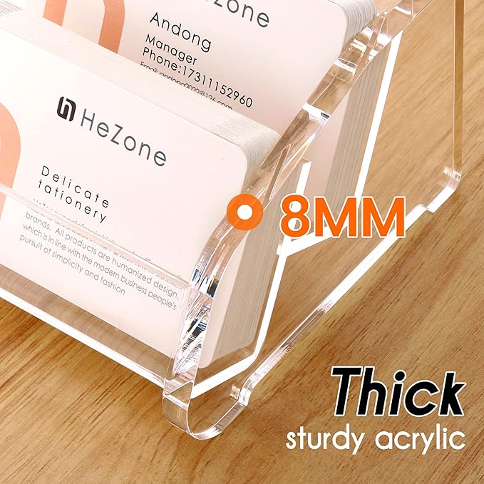 Business Card Holder for Desk,Multiple Card Organizer,Acrylic Business Card Stand Display Holder,Office Desk Accessories for Man and Woman,Organize 1000 Cards-Clear(20 Slots 4 Tier-H)
