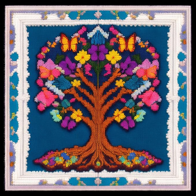 Joyhoor Cross Stitch Kits for Beginners Stamped Cross-Stitch Supplies Needlework preprint Embroidery Kits for Adults DIY Needlepoint Kits Embroidery Patterns 11CT-Colorful Tree 17.7x17.7 inch