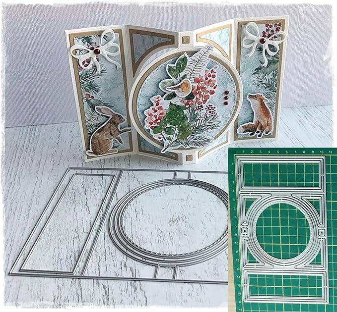 Cutting Dies Metal Stencils Scrapbooking Tools DIY Embossing Template for Paper Card Making Album Arts Crafts Supplies (Round Card-10.4x16.9cm)