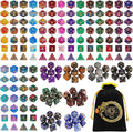 CiaraQ DND Dice Sets - 26 X 7 Polyhedral Dice (182pcs) with a Large Drawstring Bag for Dungeons and Dragons, Role Playing Table Game. Multiple Colors, Glitter Swirl Design with Gold Numbers.