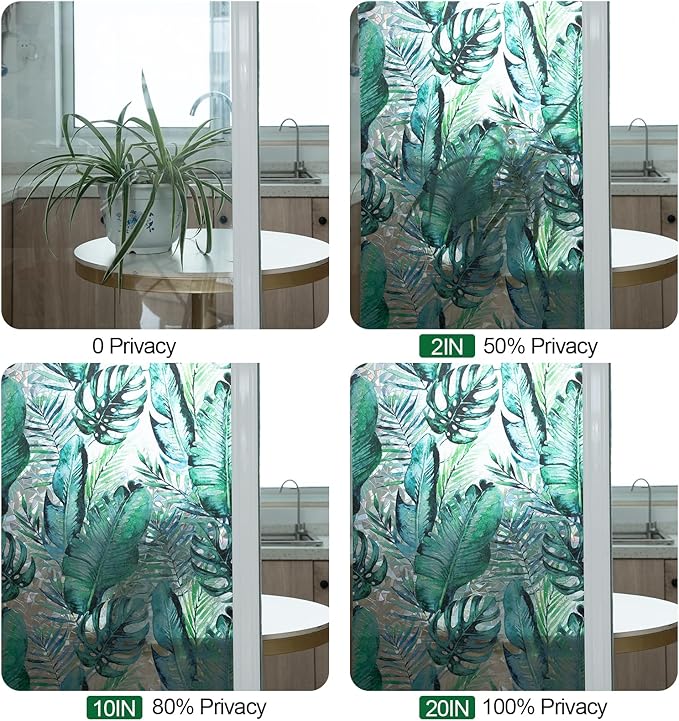 DKTIE Nature Pattern Rainbow Window Film Decorative Stained Glass Window Film Static Cling Films Easy Apply Removable Comes with Tools (U560-rainbow, 17.7" x 78.7")