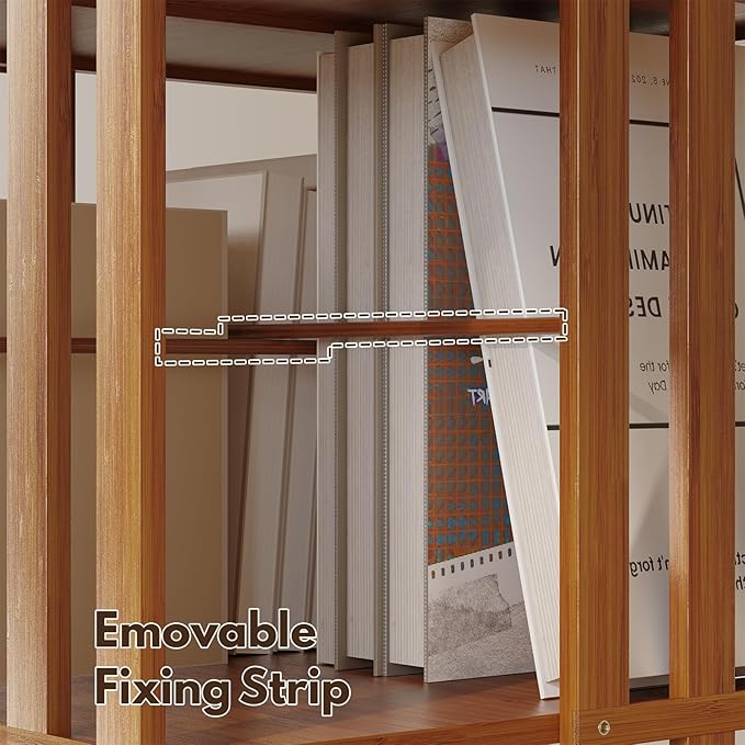 YOWOS Rotating Bookshelf Tower, 360 Display Spinning Bookcase, Bamboo Bookshelf Floor Standing Storage Rack, Wood Narrow Book Shelf Organizer for Kids&Adults, Walnut 6 Tier