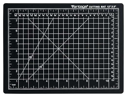 Dahle Vantage 10670 Premium Self-Healing Cutting Mat, 9"x12", 1/2" Grid, 5 Layers for Max Healing, Perfect for Crafts & Sewing, Black