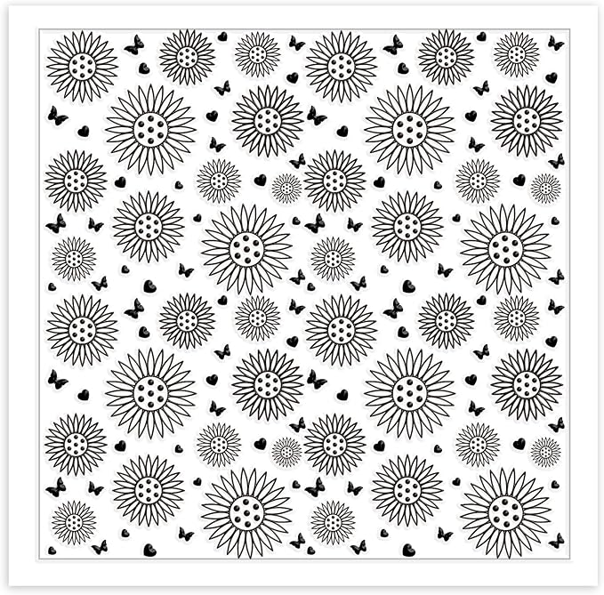 CHGCRAFT Sunflowers Polymer Clay Texture Sheets Butterfly Silicone Texture Stamp Love Heart Clay Texture Mat Modeling Pattern Pad Texture Sheets for Jewelry and Clay Earrings Tools, 5.5x5.5 inch