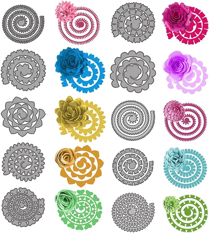 10pcs 3D Layering Rose Metal Cutting Dies, Daisy Flower Garland Wedding Cut Stencils, Blossom Screw Flower Die Cuts, Metal Embossing Stencils Template Mould