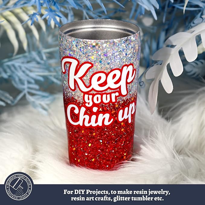 LEOBRO Red Glitter, 160g/5.64oz Holographic Chunky Glitter for Crafts, Resin, Nail Body, Tumblers, Party Decorations