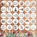 30pcs Small Christmas Stencils for Painting on Wood Reusable Drawing Merry Christmas Stencil 3 Inch Stencils for Ornament DIY Crafts Xmas Balls Home Décor(30 Christmass Round)
