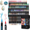 80 Colors Dual Tip Acrylic Paint Markers Automatic Ink Control Acrylic Paint Pens, Fine & Brush Tip Acrylic Markers Set for Rock Painting, Stone, Wood, Canvas, DIY & Art Supplies