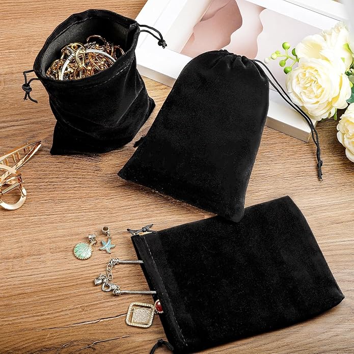 COSBAY 50 Pack Velvet Drawstring Bags,5×7 Inch Small Velvet Jewelry Pouches,Velvet Gift Bags for Wedding