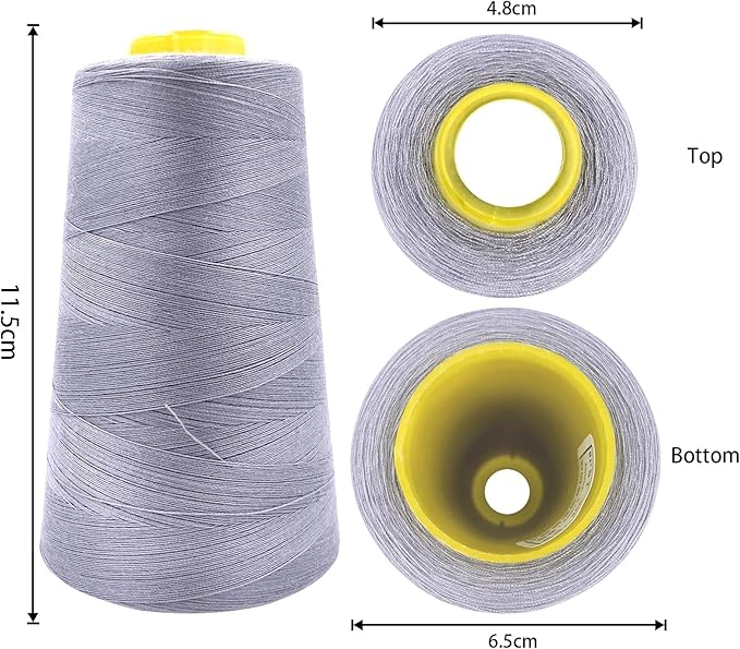 Tortoise 4 Cones of 3000 Yards Each Spool Thread for All Purpose, Serger, Overlock, Quilting, Sewing Machine - 40S/2 Gray 100% Polyester
