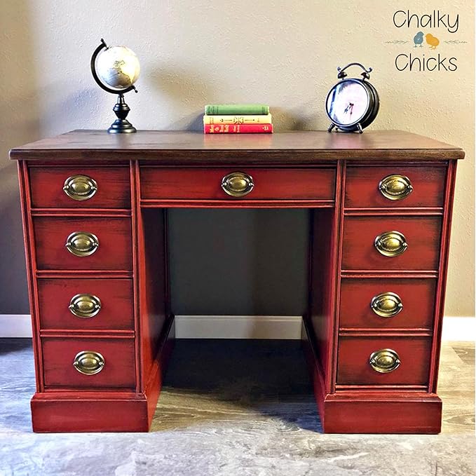 Chalky Chicks All-in-One Chalk Paint for Furniture or Cabinet -16 Fl Oz - Matte Finish Poison Apple (Dark Red) for Metal, Wood Furniture Paint - No Sanding All-in-One for Home Decor & Crafts, USA Made
