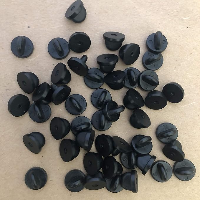 50pcs Rubber Pin Backs PVC Butterfly Clutch Enamel Lapel Pin Backings Cap Keepers Replacement for Uniform Badges Comfort Fit Tie Tack Pins Backing Holder Clasp, Black