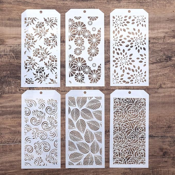 DIY Decorative Stencil Template for Scrapbooking Painting on Wall Furniture Crafts,Set of 6 (Rose)